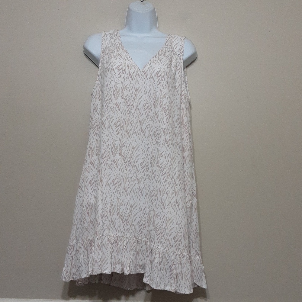 Gentle Fawn mini dress women M pull on babydoll tiered cottage-core beige